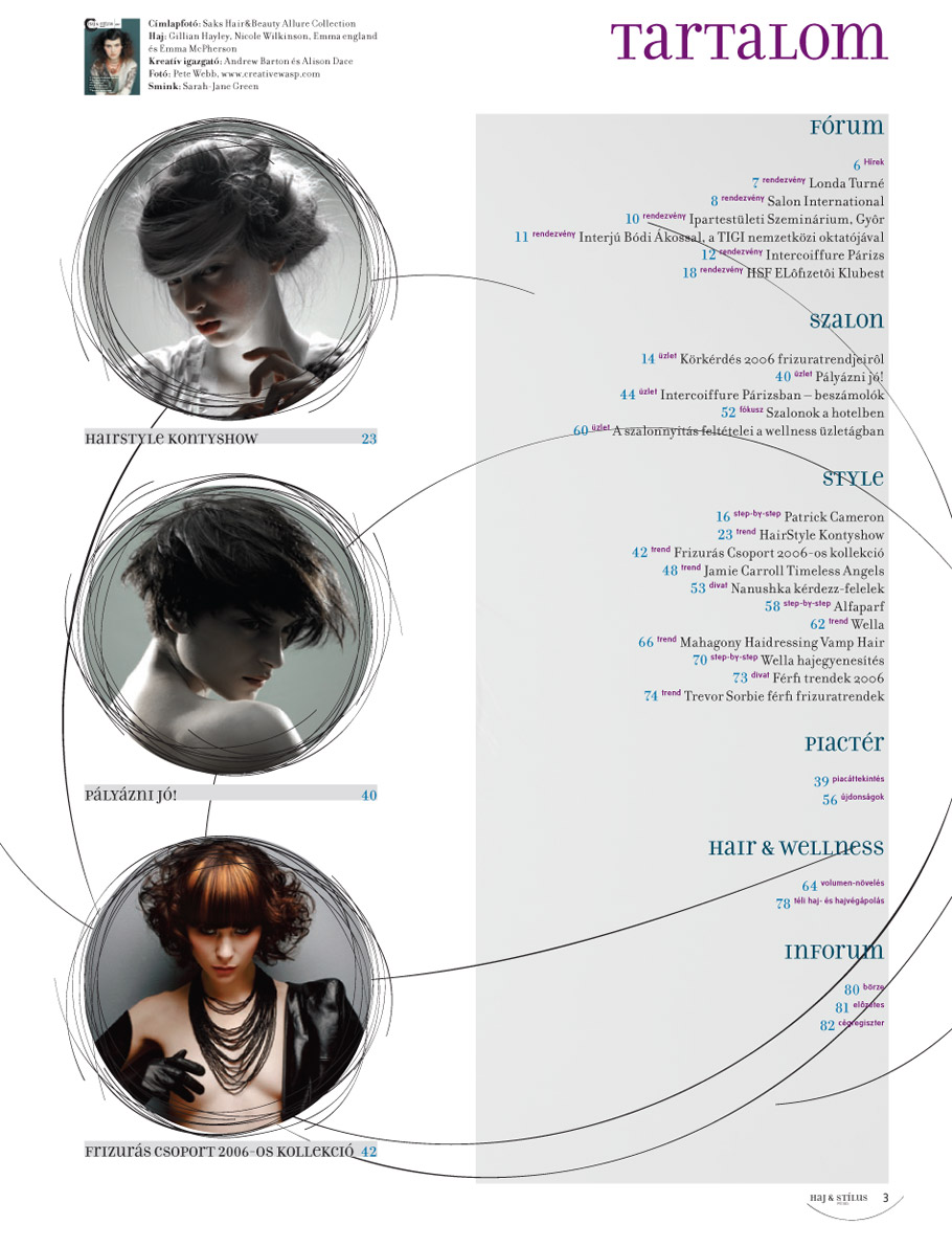 Haj&Stílus layout / Contents